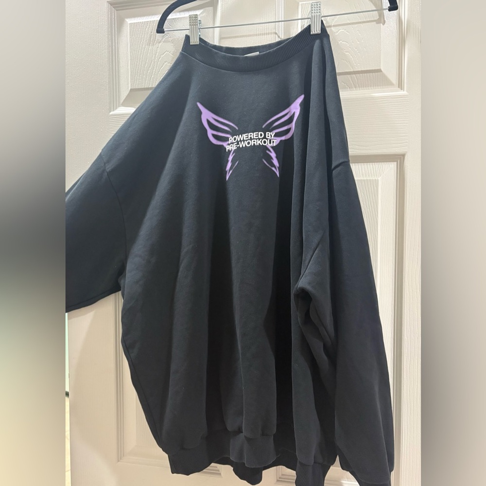 Gymshark Black Sweatshirt with Purple Graphic